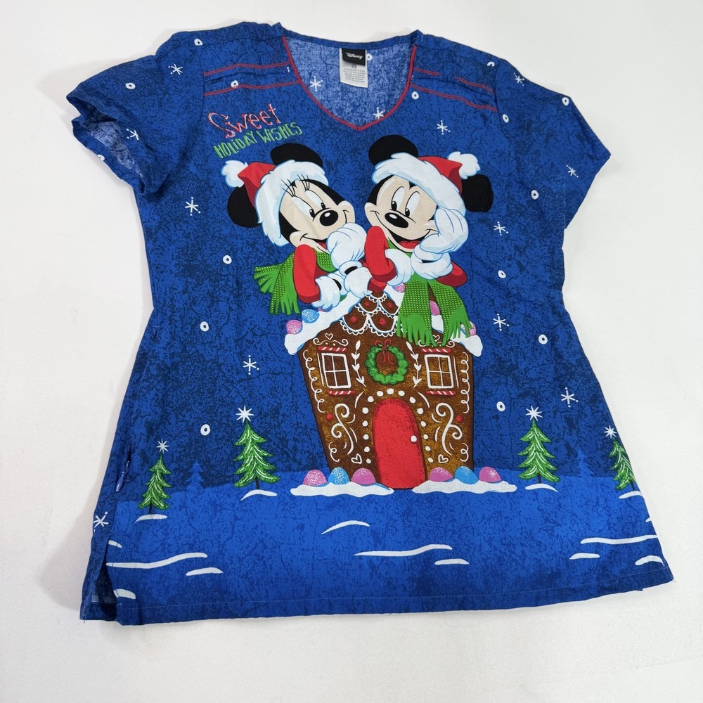 Disney Shirt Womens XS Mickey Minnie Mouse Holiday Christmas Gingerbread Top